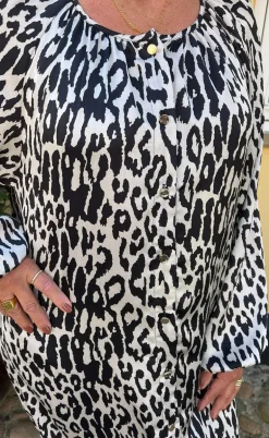 Say INA Copenhagen Kjole - Zanna - White / Black Leopard