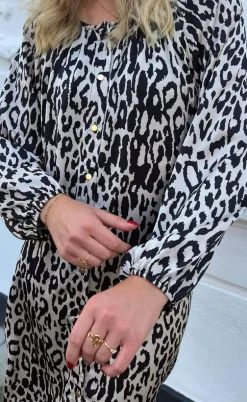 Say INA Copenhagen Kjole - Zanna - White / Black Leopard