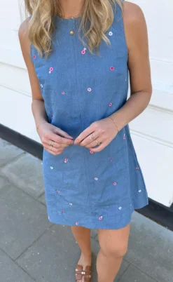 Say INA Copenhagen Kjole - Naja - Denim Blue w. Flowers
