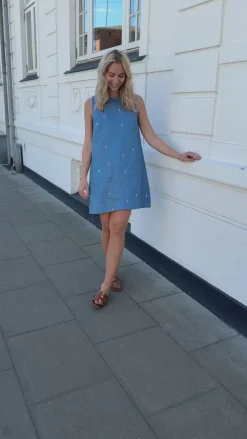 Say INA Copenhagen Kjole - Naja - Denim Blue w. Flowers