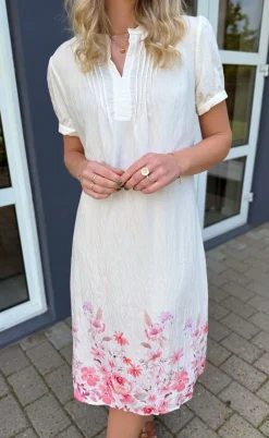 Say INA Copenhagen Kjole - Nina - Off White W. Pink Flowers