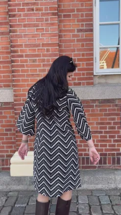 Say INA Copenhagen Kjole - Zara Zig Zag - White W. Black