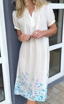 Say INA Copenhagen Kjole - Nina - Off White W. Blue Flowers