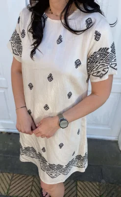 Say INA Copenhagen Kjole - Laia - Beige W. Black Print