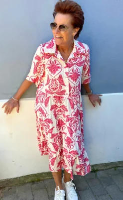 Say INA Copenhagen Kjole - Karla - White / Pink Paisley