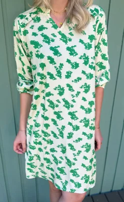 Say INA Copenhagen Kjole - Mira - White / Green Flowers