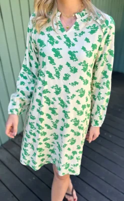 Say INA Copenhagen Kjole - Mira - White / Green Flowers