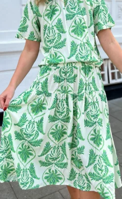 Say INA Copenhagen Nederdel - Malina - White / Green Paisley
