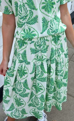 Say INA Copenhagen Nederdel - Malina - White / Green Paisley