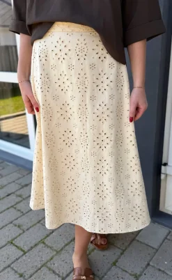 Say INA Copenhagen Nederdel - Naja - Off White Denim W. Embroidery