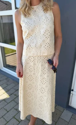 Say INA Copenhagen Nederdel - Naja - Off White Denim W. Embroidery