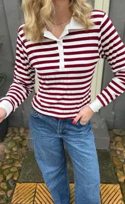 Say INA Copenhagen Polo / Bluse - Pamela - Bordeaux Striped