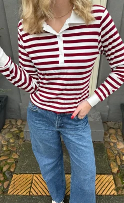Say INA Copenhagen Polo / Bluse - Pamela - Bordeaux Striped