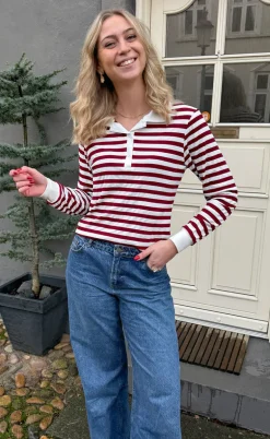 Say INA Copenhagen Polo / Bluse - Pamela - Bordeaux Striped