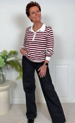 Say INA Copenhagen Polo / Bluse - Pamela - Bordeaux Striped