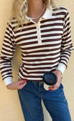 Say INA Copenhagen Polo / Bluse - Pamela - Brown Striped