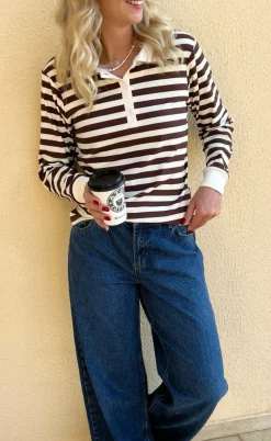 Say INA Copenhagen Polo / Bluse - Pamela - Brown Striped