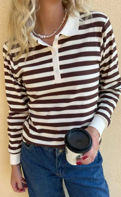 Say INA Copenhagen Polo / Bluse - Pamela - Brown Striped