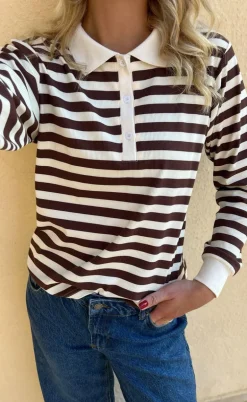 Say INA Copenhagen Polo / Bluse - Pamela - Brown Striped