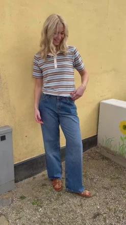 Say INA Copenhagen Polo T-Shirt - Pamela Summer - Brown / Blue Striped