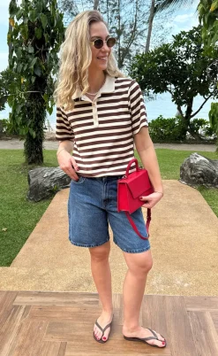 Say INA Copenhagen Polo T-Shirt - Pamela Summer - Brown Striped