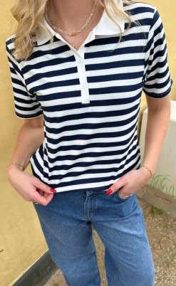 Say INA Copenhagen Polo T-Shirt - Pamela Summer - Navy Striped