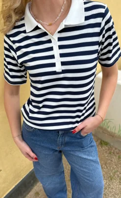 Say INA Copenhagen Polo T-Shirt - Pamela Summer - Navy Striped