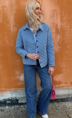 Say INA Copenhagen Quiltet Jakke - Elvira - Blue Striped