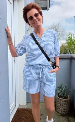 Say INA Copenhagen Shorts - Alba - Blue Striped