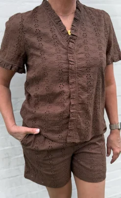 Say INA Copenhagen Shorts - Catja - Mocca Broderie Anglaise