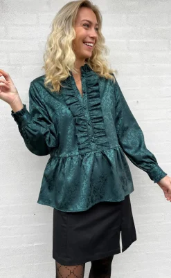 Say INA Copenhagen Skjorte - Evie - Dark Green Flower