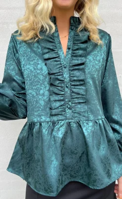 Say INA Copenhagen Skjorte - Evie - Dark Green Flower