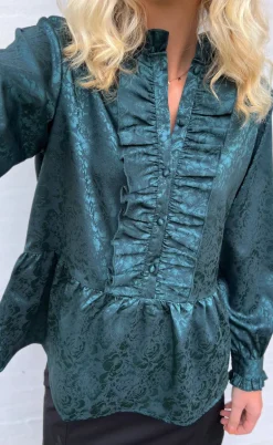 Say INA Copenhagen Skjorte - Evie - Dark Green Flower