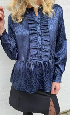 Say INA Copenhagen Skjorte - Evie - Navy Blue Leopard