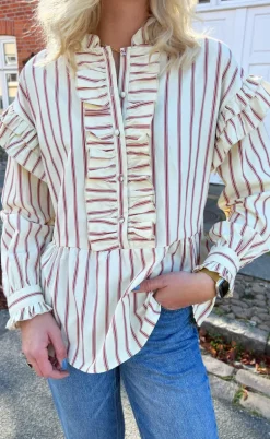 Say INA Copenhagen Skjorte - Frida - Red Striped