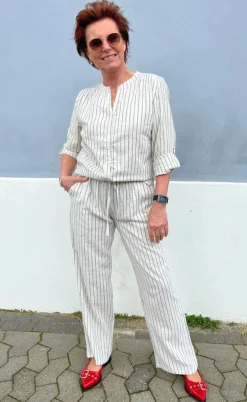 Say INA Copenhagen Skjorte - Juliana Linen - Off White / Black Striped