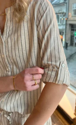 Say INA Copenhagen Skjorte - Juliana Linen - Off White / Black Striped