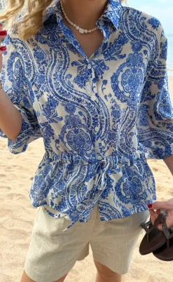 Say INA Copenhagen Skjorte - Liana - Blue Paisley