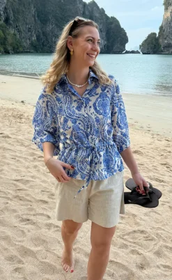 Say INA Copenhagen Skjorte - Liana - Blue Paisley