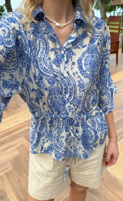 Say INA Copenhagen Skjorte - Liana - Blue Paisley