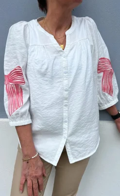 Say INA Copenhagen Skjorte - Milly - White W. Pink Bows