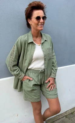 Say INA Copenhagen Skjorte - Sandy Linen - Army Green