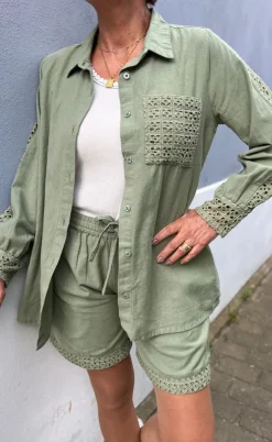Say INA Copenhagen Skjorte - Sandy Linen - Army Green