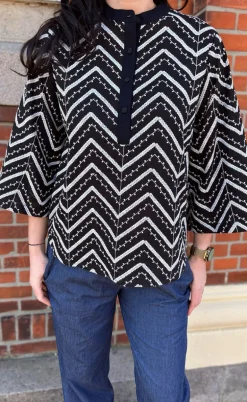 Say INA Copenhagen Skjorte - Zara Zig Zag - Black W. White