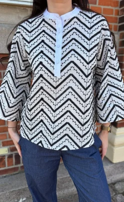 Say INA Copenhagen Skjorte - Zara Zig Zag - White W. Black