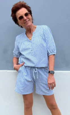 Say INA Copenhagen Top - Alba - Blue Striped