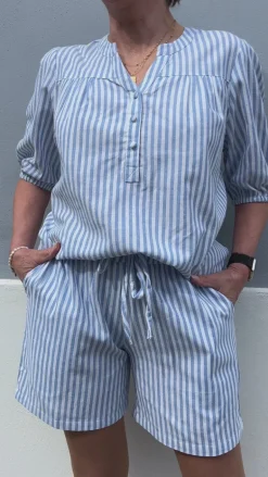 Say INA Copenhagen Top - Alba - Blue Striped