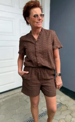 Say INA Copenhagen Top - Catja - Mocca Broderie Anglaise