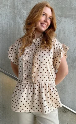 Say INA Copenhagen Top - Freya - Beige Dots