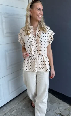 Say INA Copenhagen Top - Freya - Beige Dots